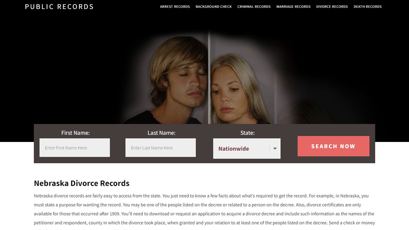 Nebraska Divorce Records | Enter Name and Search. 14Days Free