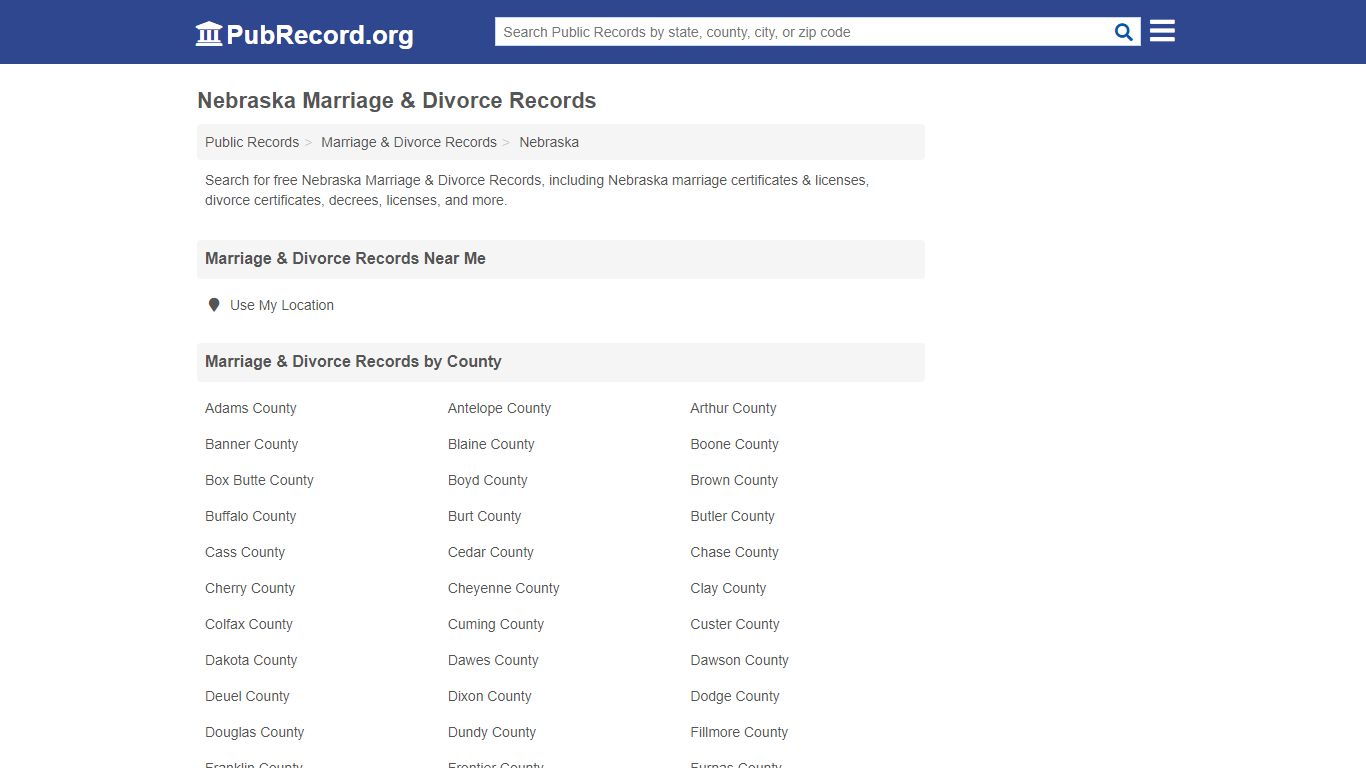 Nebraska Marriage & Divorce Records - Free Public Records Search